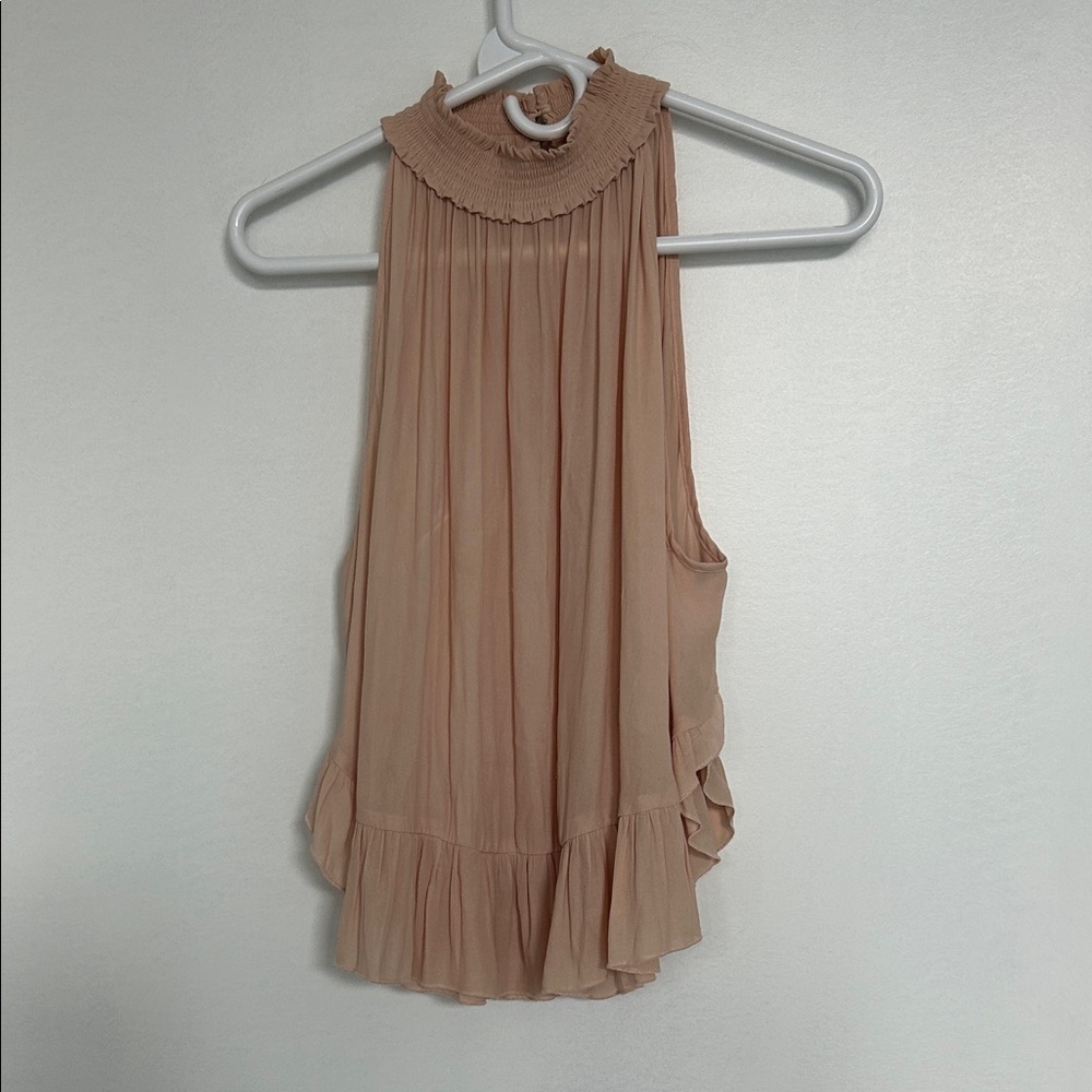 Forever 21 Blush Pink Halter Ruffled Sleeveless Top